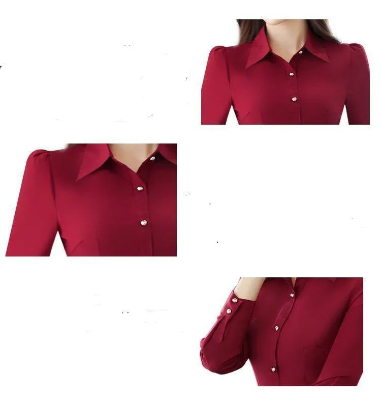 Chiffon Damen Hemd Langarm Bluse (Koreanischer Style)