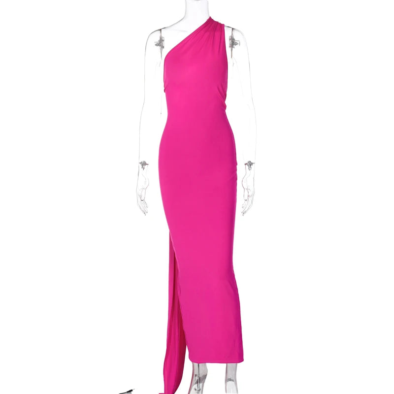 Hugcitar One Shoulder elegantes rückenfreies Kleid
