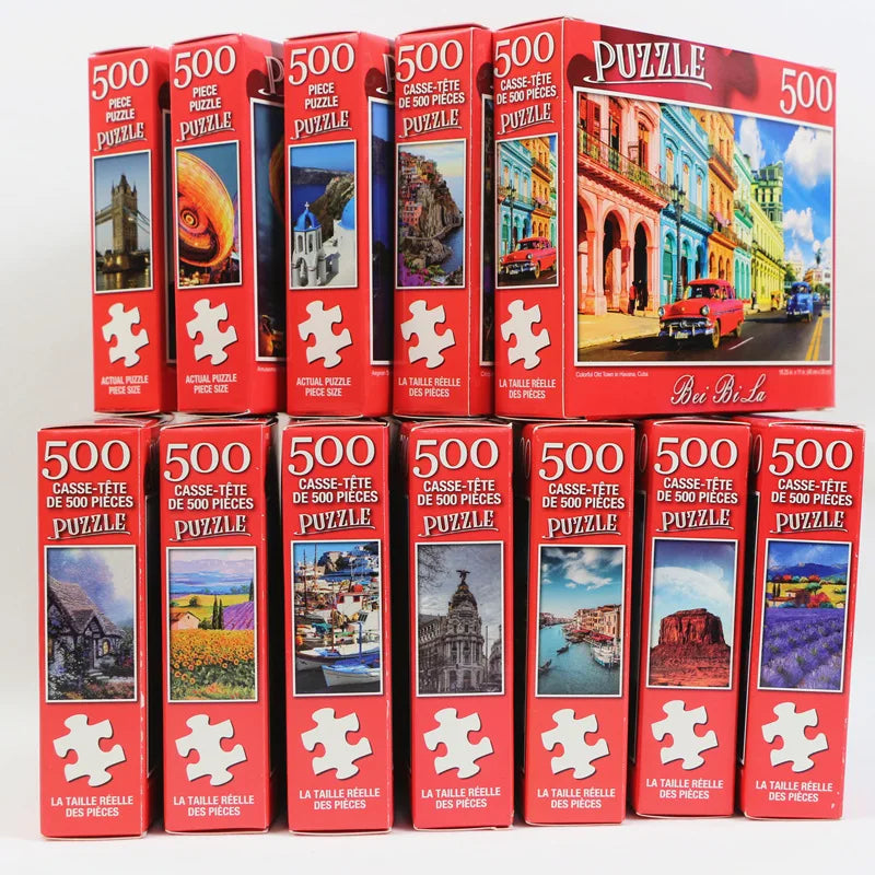 500-teiliges Puzzle mit verschiedenen Landschaftsmustern