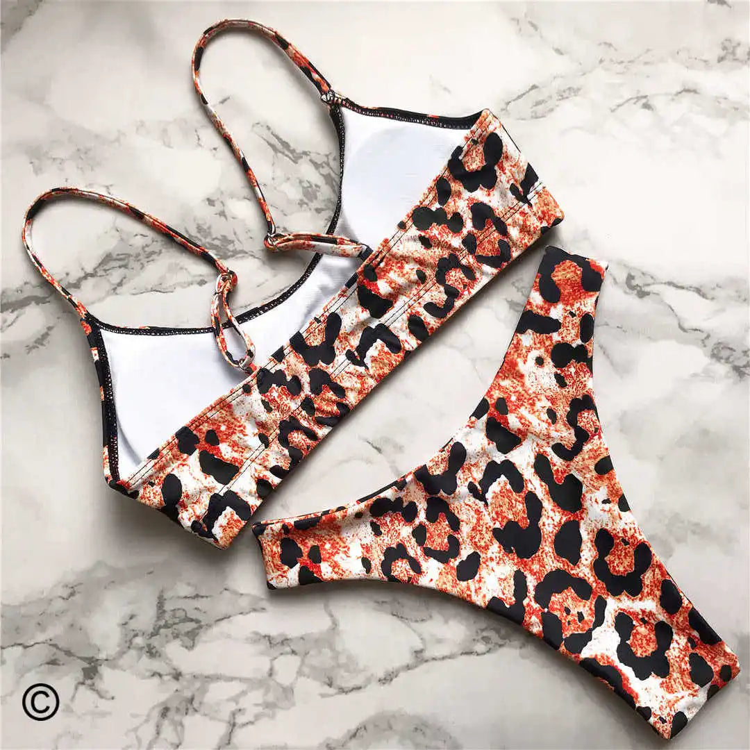 14 Farben S - XL Sexy Leopard Bikini - Set