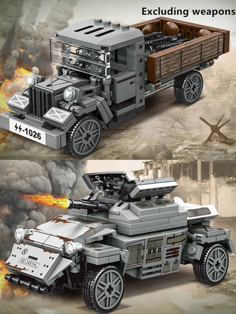 BRICKPANDA verschiedene Militärfahrzeuge Bausteine-Sets