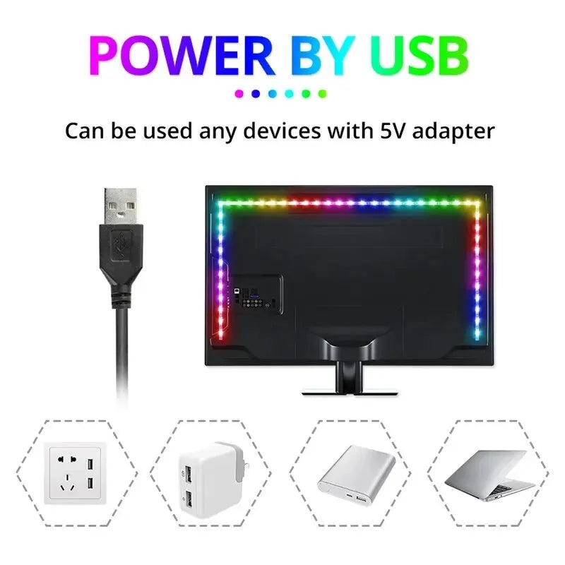 3m USB RGB LED Strip Light 5V SMD 2835 Smart APP Control Bluetooth