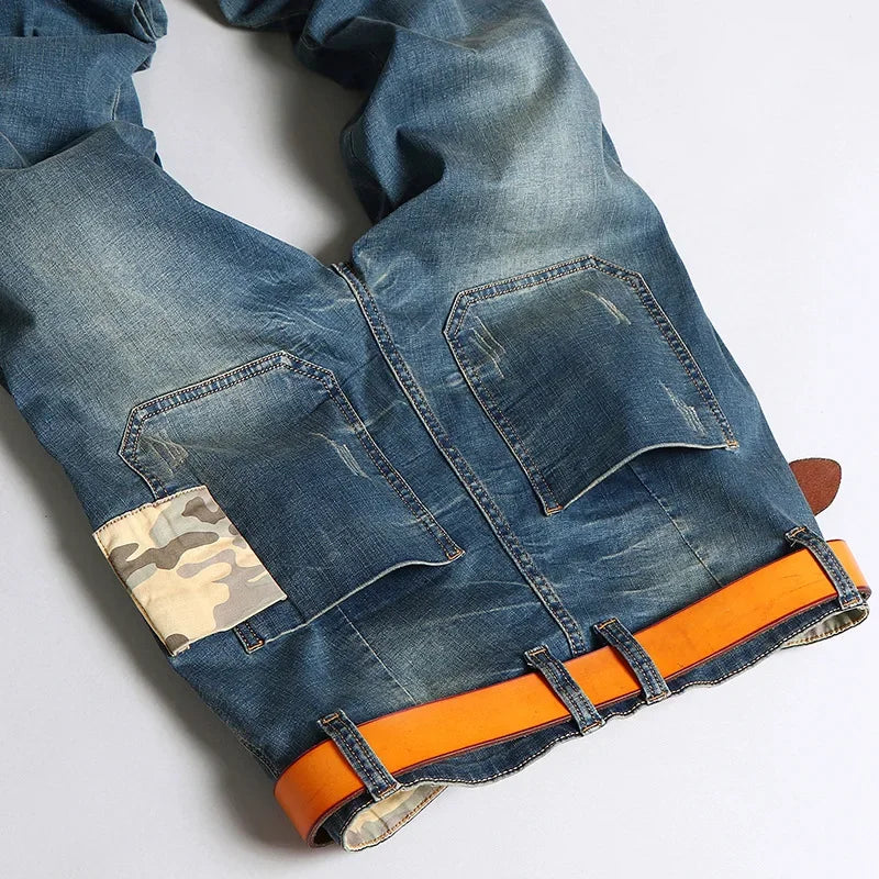 Jeans Men Denim Blue Jean Distressed Hip Hop Style