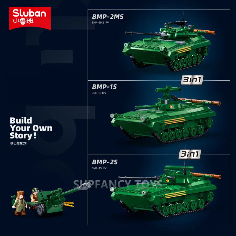 Sluban Militär Panzer oder Hubschrauber verschiedene Bausteine Sets