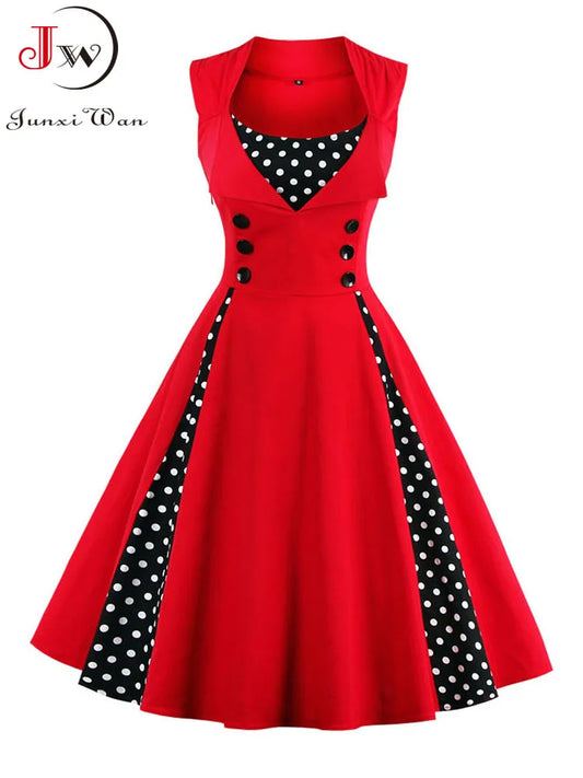 Damen Retro Vintage Kleid 50er 60er Rockabilly