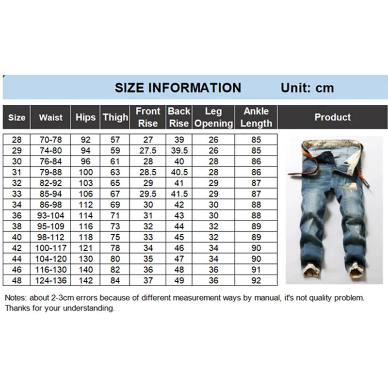 Jeans Men Denim Blue Jean Distressed Hip Hop Style
