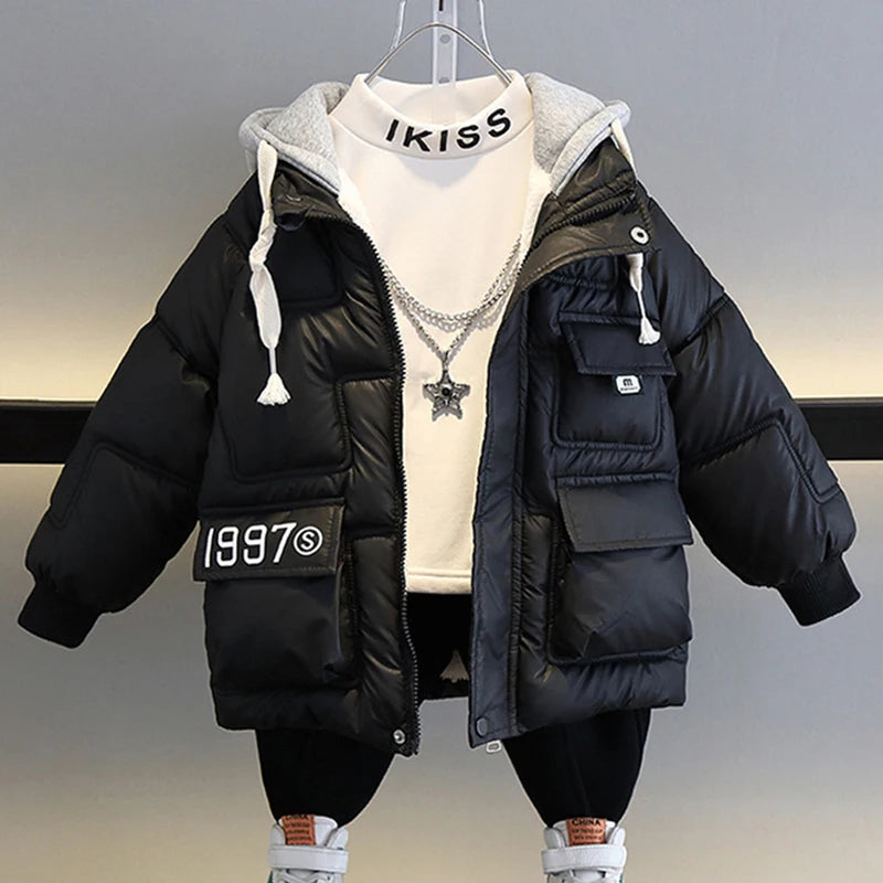 Jungen Winter Jacke mit Kapuze Modell 2024 Größe 100-170