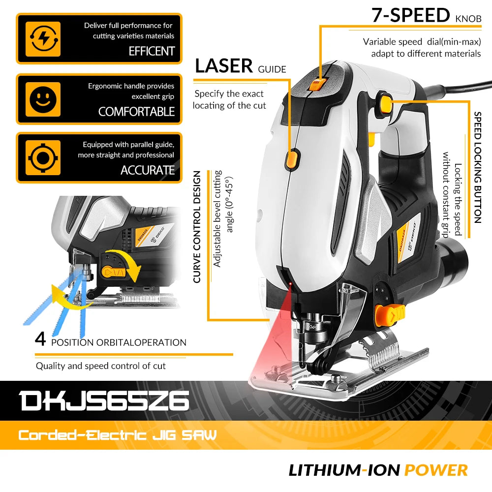 Deko 600-1000w Stichsäge mit variabler Geschwindigkeit 220V