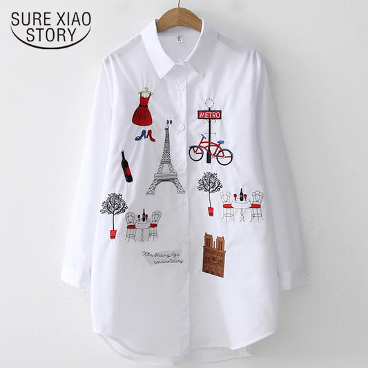 SURE XIAO STORY 2024 weißes Hemd lässig Bluse