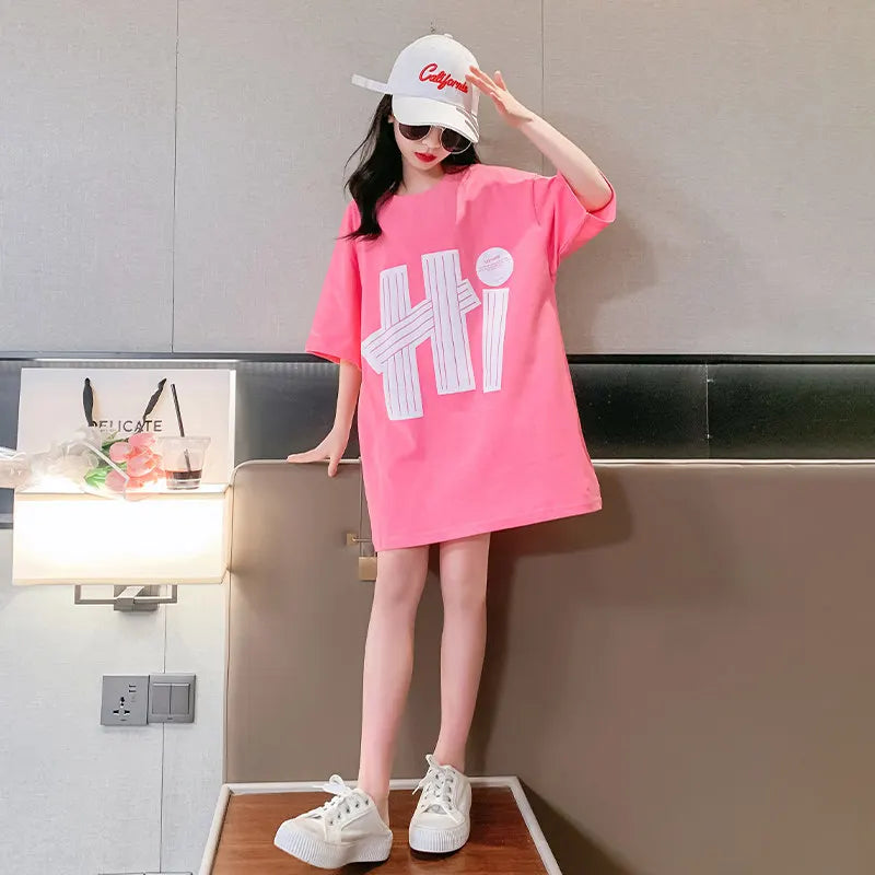 Mädchen langes Shirt / Bluse / Mini Kleid Sport