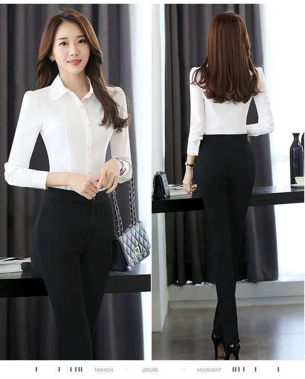 Chiffon Damen Hemd Langarm Bluse (Koreanischer Style)
