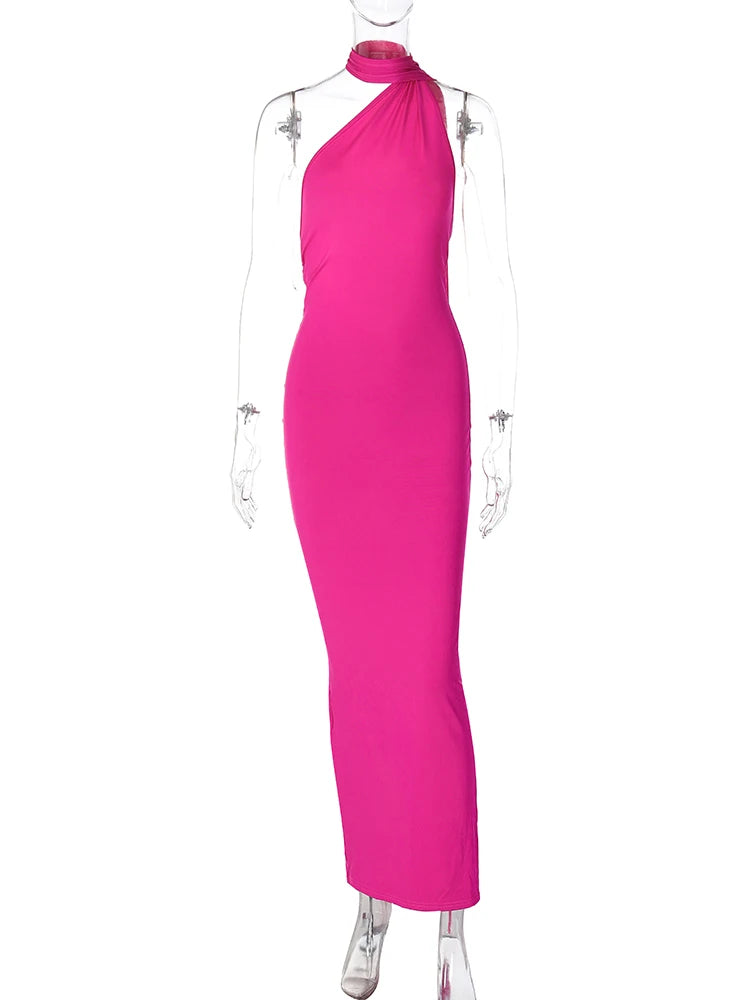 Hugcitar One Shoulder elegantes rückenfreies Kleid