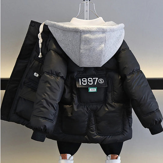Jungen Winter Jacke mit Kapuze Modell 2024 Größe 100-170