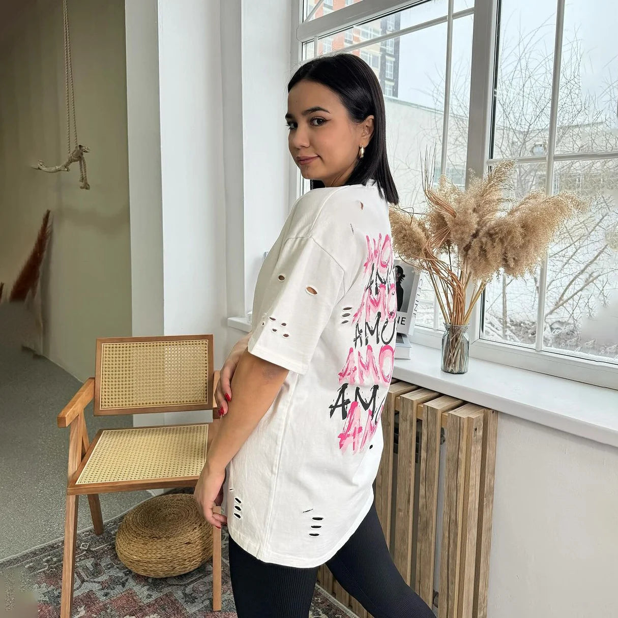 Zekye Übergroßes T-Shirt Frühling Sommer O-Neck Style 2024