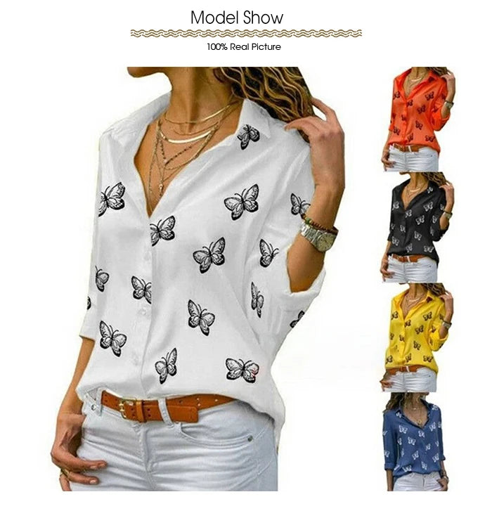 Jocoo Jolee Langarm Bluse Schmetterling