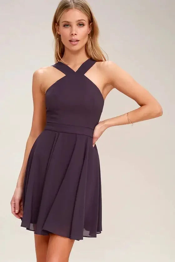 Ärmelloses Rückenfreies Sexy Club Mini Kleid 2024
