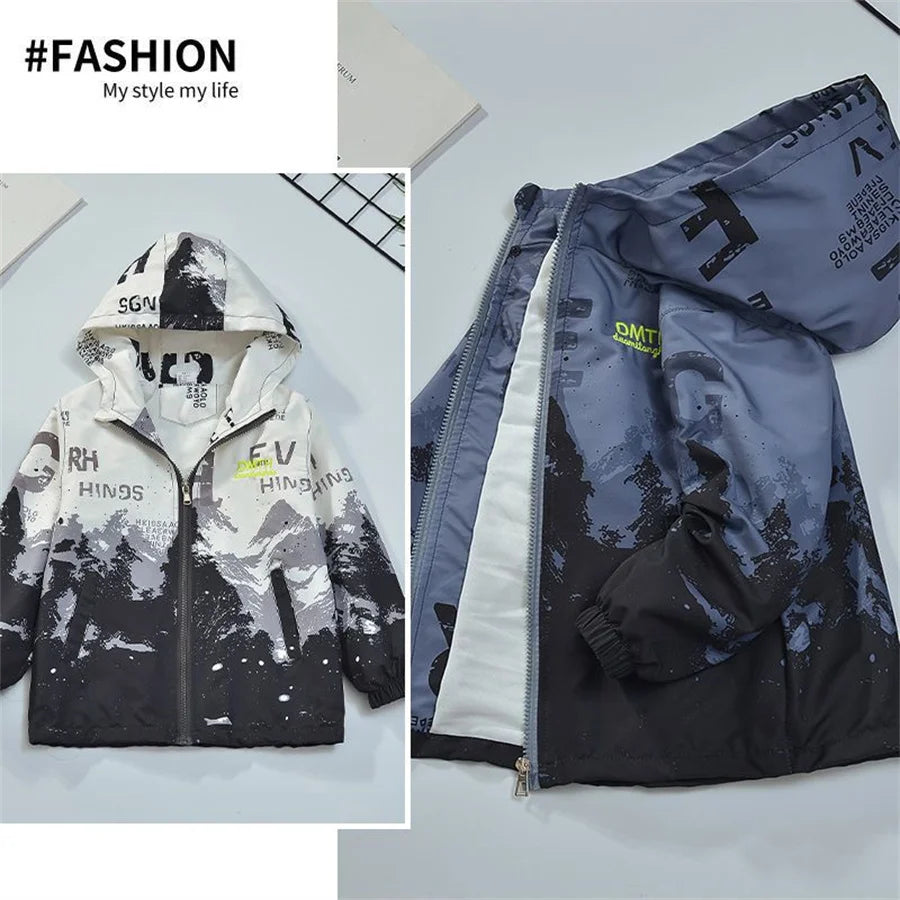 Jungen Herbst Jacke 3-14 Jahre mit Kapuze