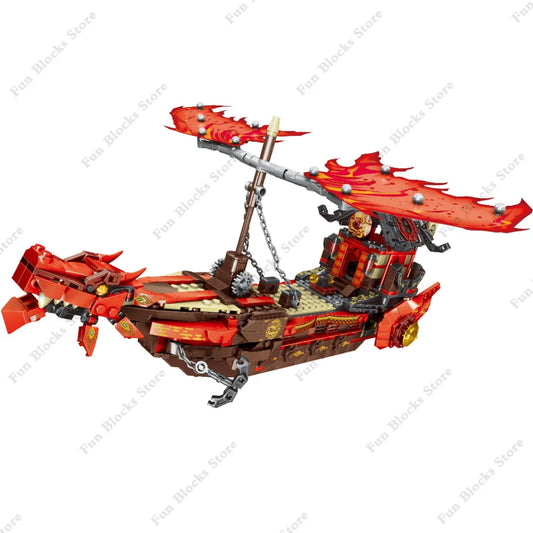 BRICKPANDA Phantom Ninja Drachen Schiff Modell Figuren Boot Bausteine-Set