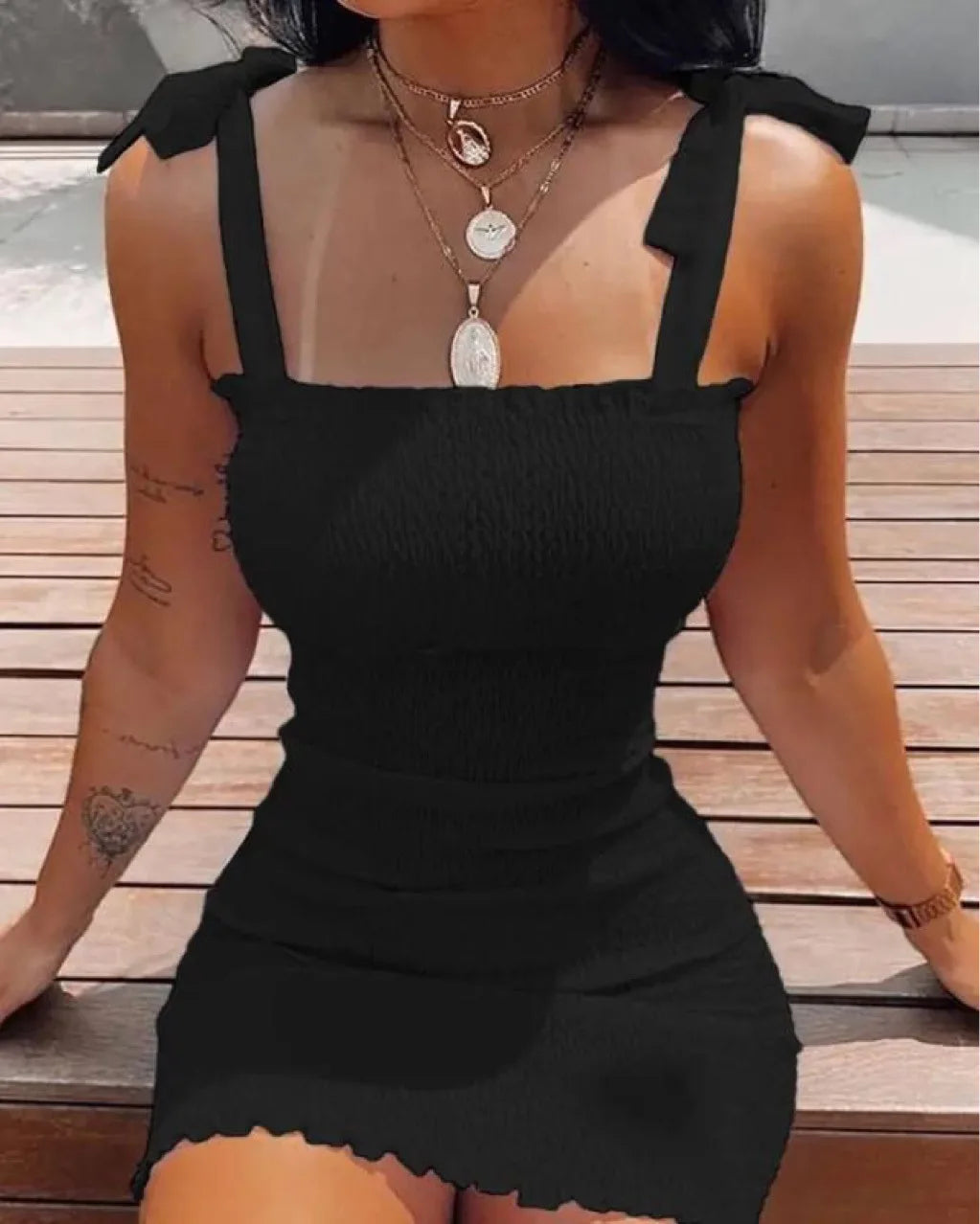 Trendy Solide Sommerkleid Strandkleid kurzes Kleid