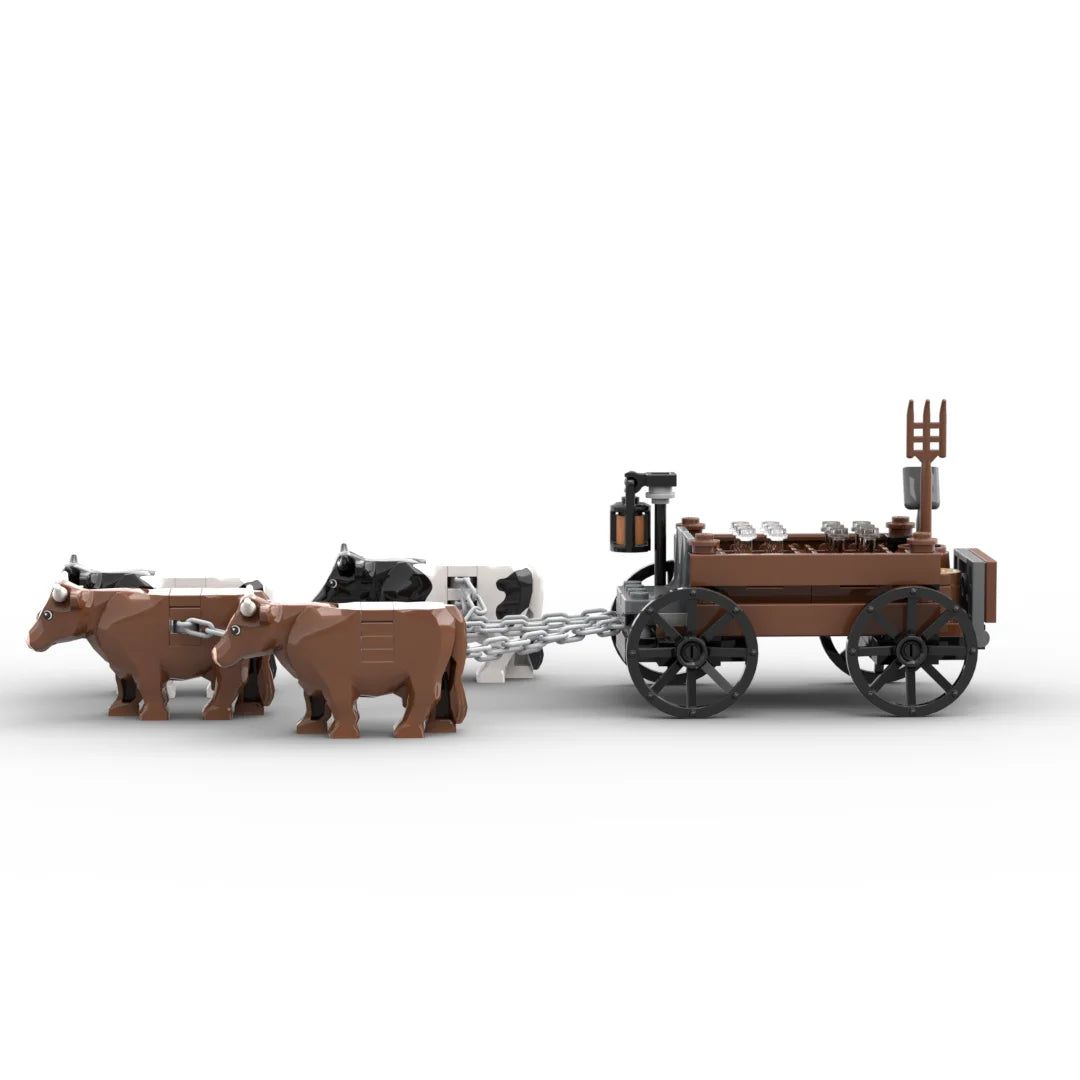 Jiu Feng Yan mittelalterliche Kutschenmodell Viehkarren Bausteine-Set