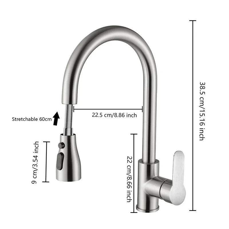 Küchenarmatur Wasserhahn gebürstetes Nickel mit Brause