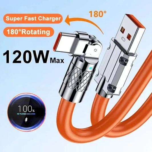 120w Schnell-Ladekabel Usb Type C Data Cable 180 grad