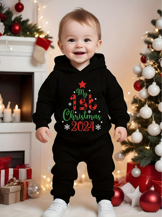 2-teiliges Set Outfit für Baby-Jungen, Pullover und Jogginghose „My First Christmas 2024“