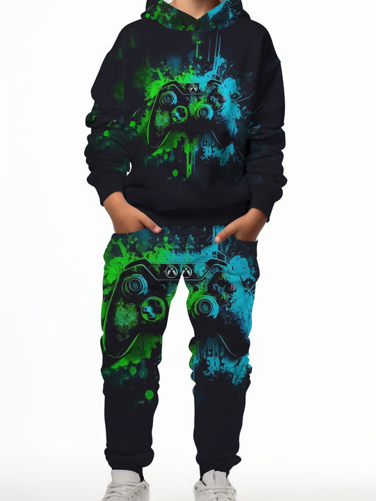 Set aus Kapuzenpullover und Jogginghose mit Game Controller-Aufdruck für Jungen