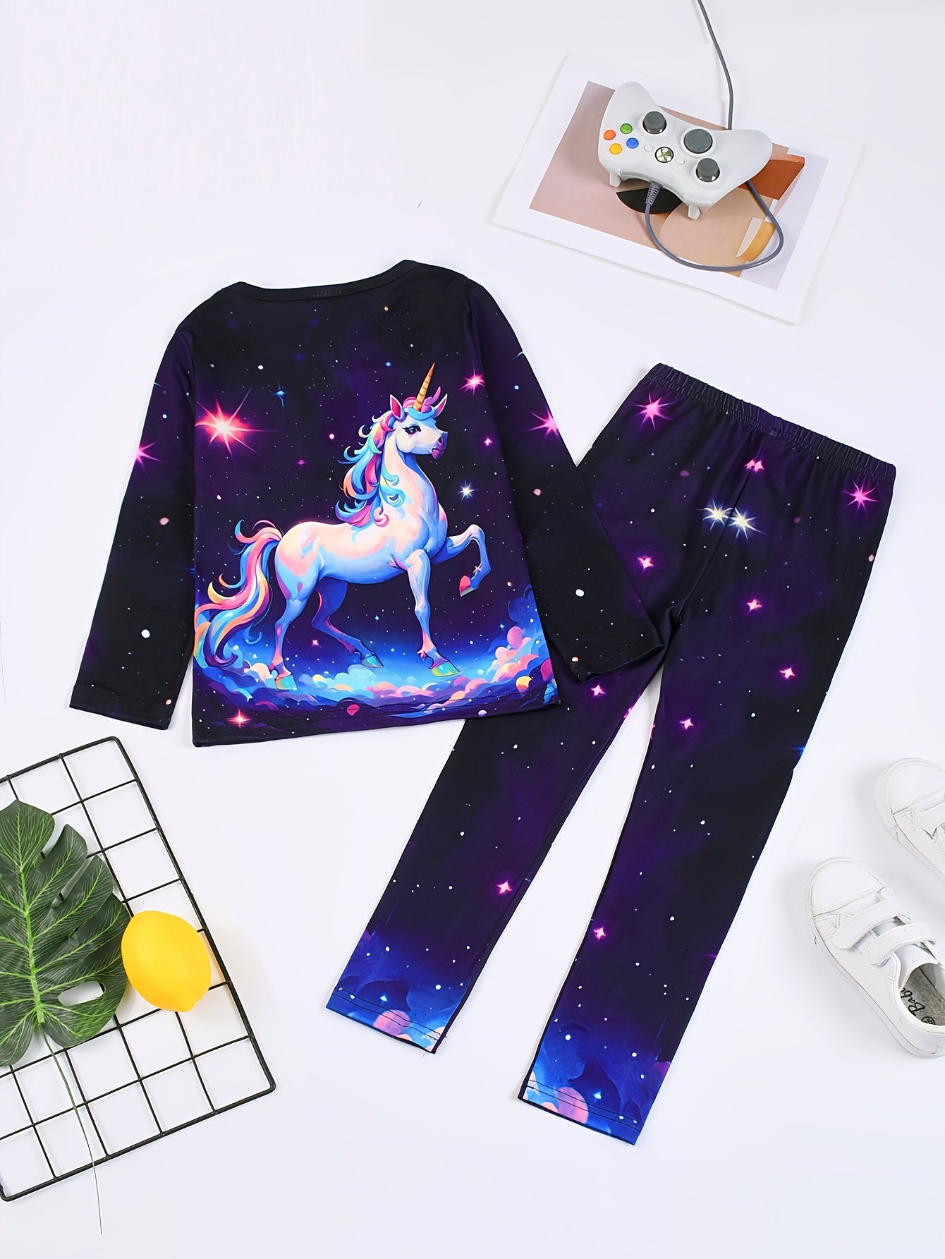 2-teiliges Schlafanzug/Pyjama-Set für Mädchen, lässiges 3D-Digitaldruck-Set