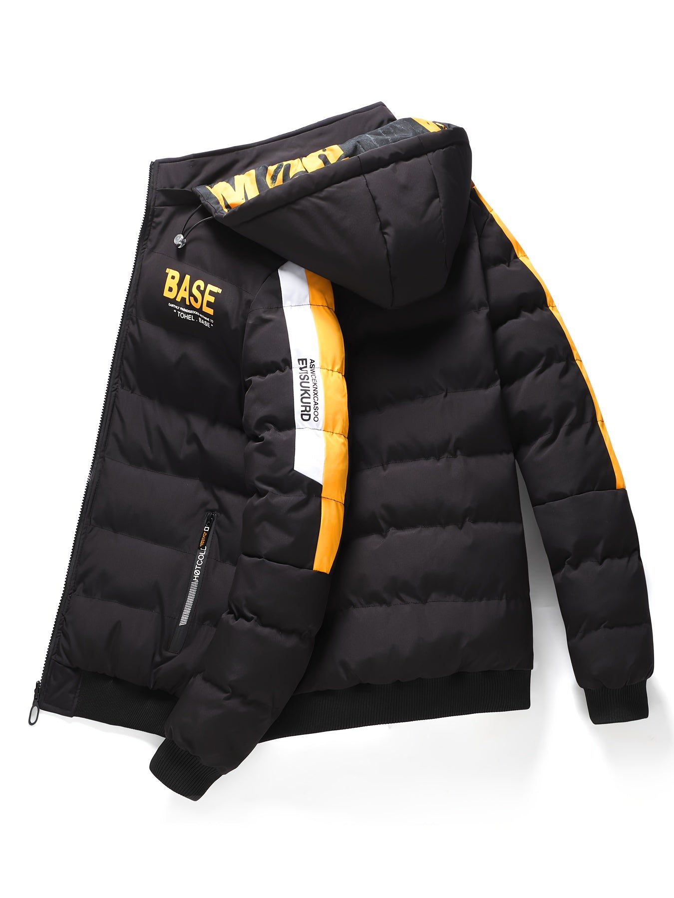 Pufferjacke mit Kapuze für Herren – Lässige Winterjacke aus 100 % Polyester