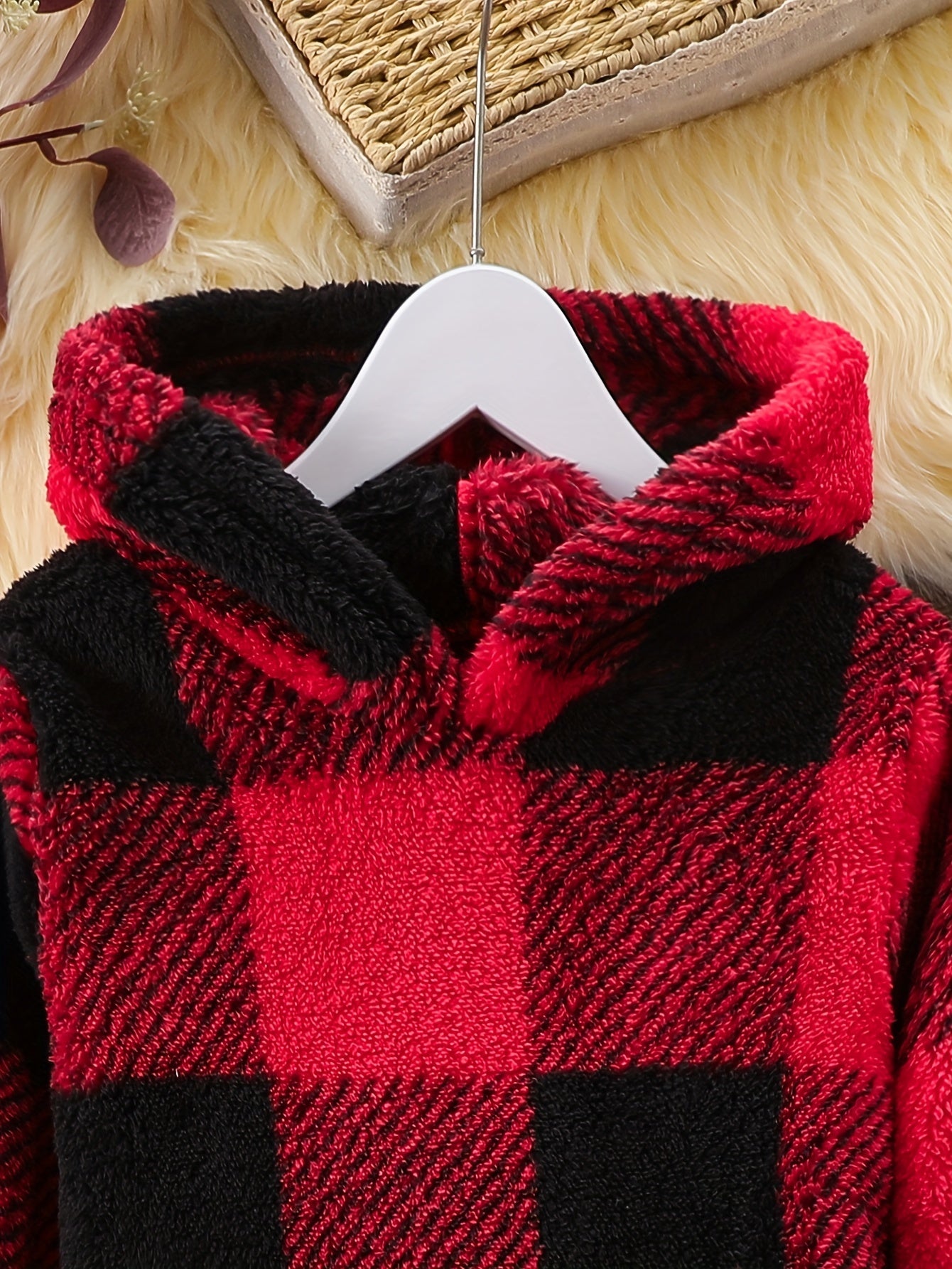 Kariertes Langarmkleid mit Kapuze für Mädchen, bequemes Kleid für Herbst und Winter