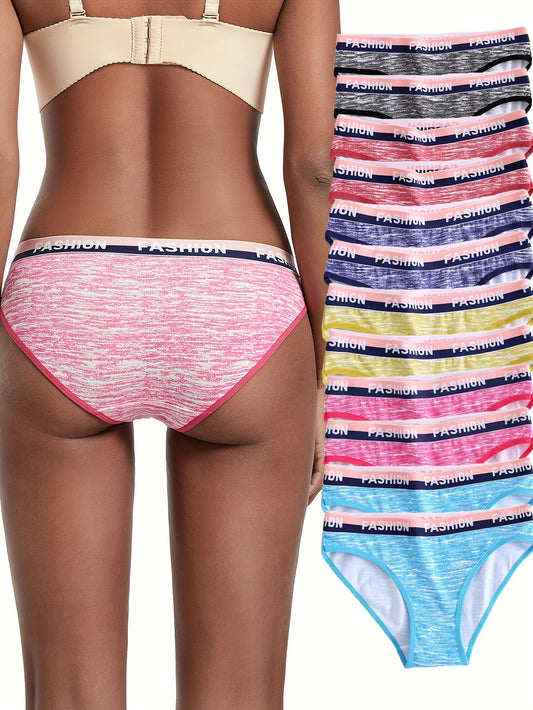 12 Stück Baumwoll-Slips mit Batikmuster für Damen atmungsaktiv