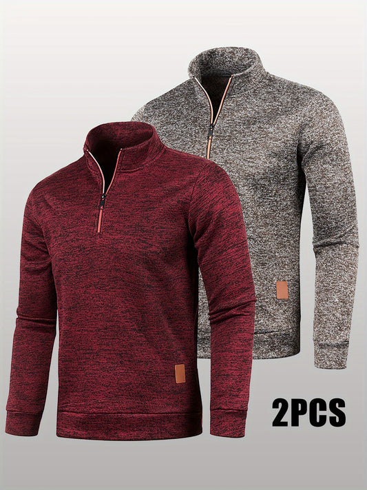 2-teiliges Sweatshirt/Pullover Set mit halbem Reißverschluss für Herren