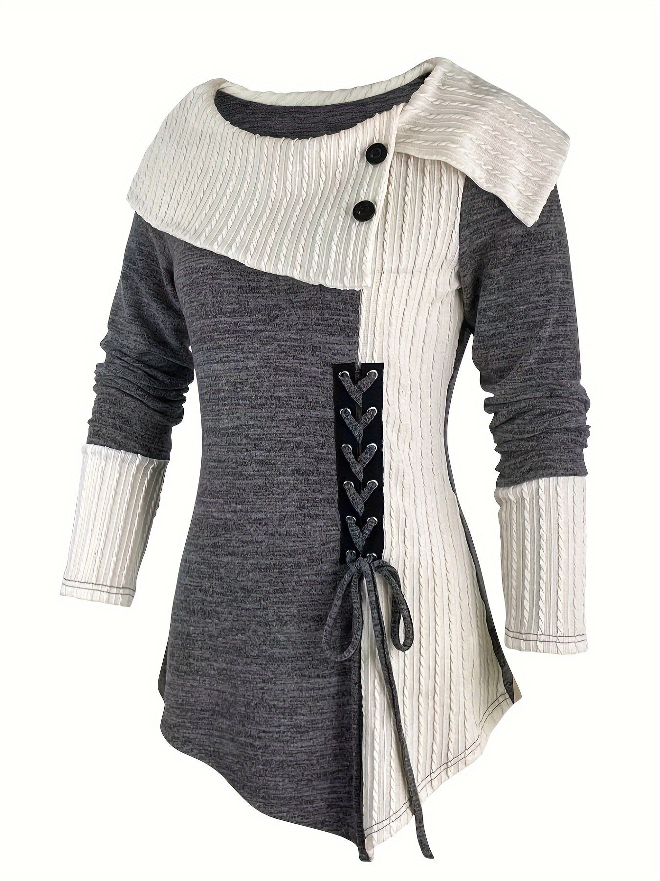Elegantes Langarm-Stricktop Pullover für Damen –  asymmetrischer Saum