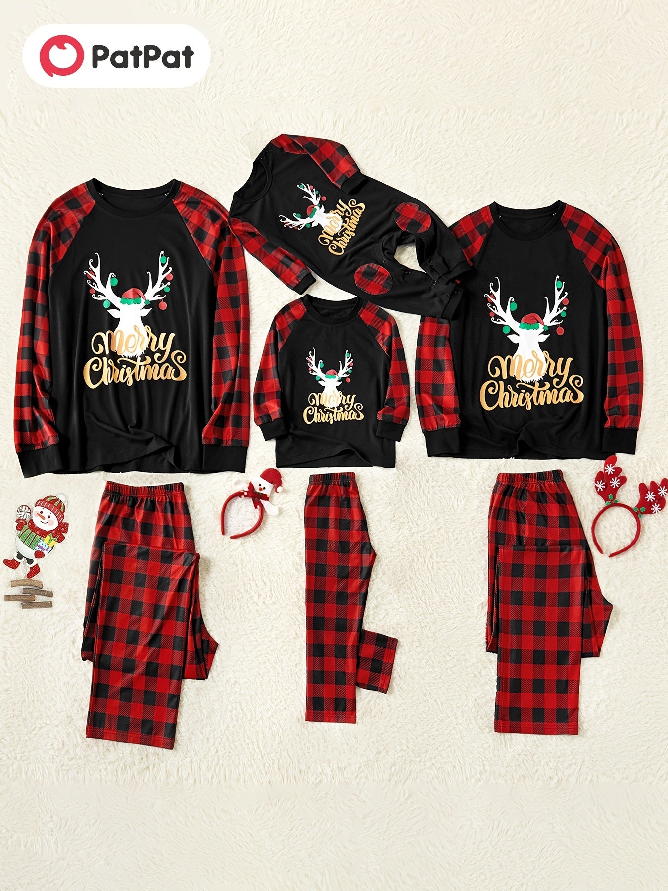 PatPat Weihnachts-Familien-Schlafanzug-Set
