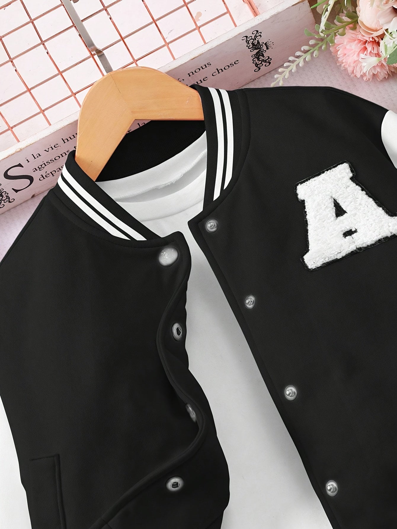 Preppy-Set aus Baseballjacke und Faltenrock für Mädchen – Lange Ärmel