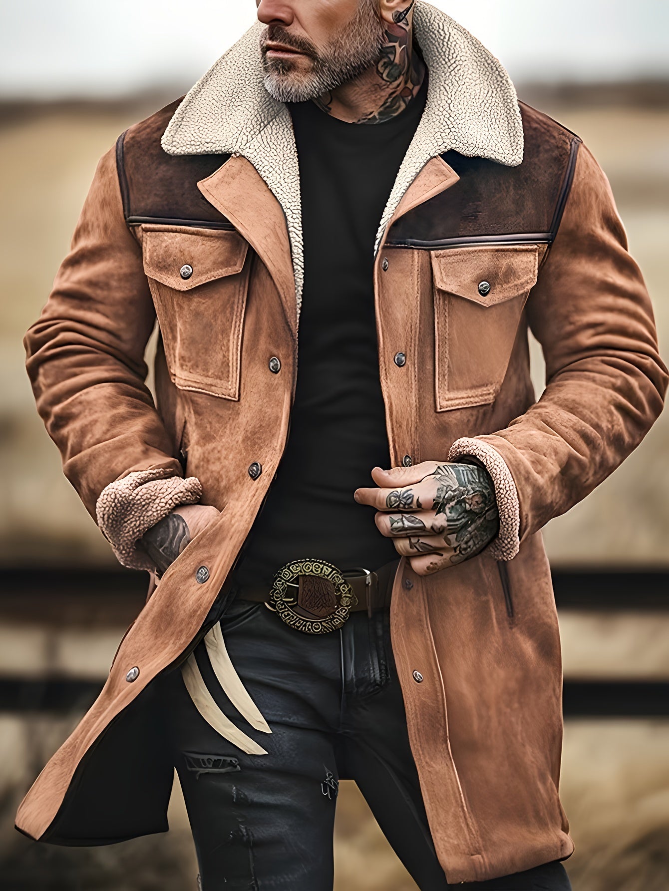 Leichte Herrenjacke im Vintage-Stil mit Taschen – lässige Oberbekleidung