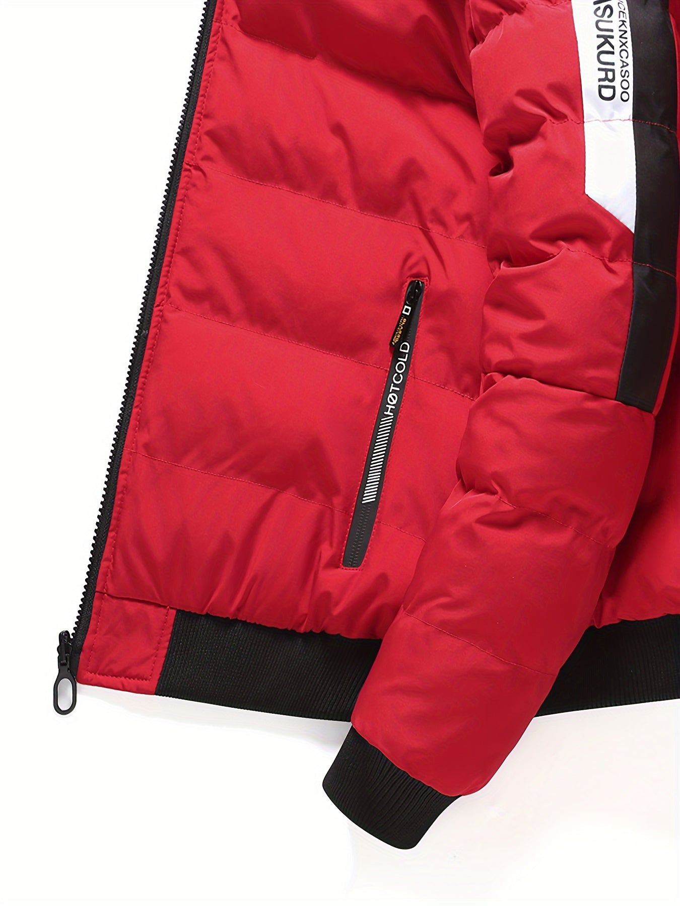 Pufferjacke mit Kapuze für Herren – Lässige Winterjacke aus 100 % Polyester