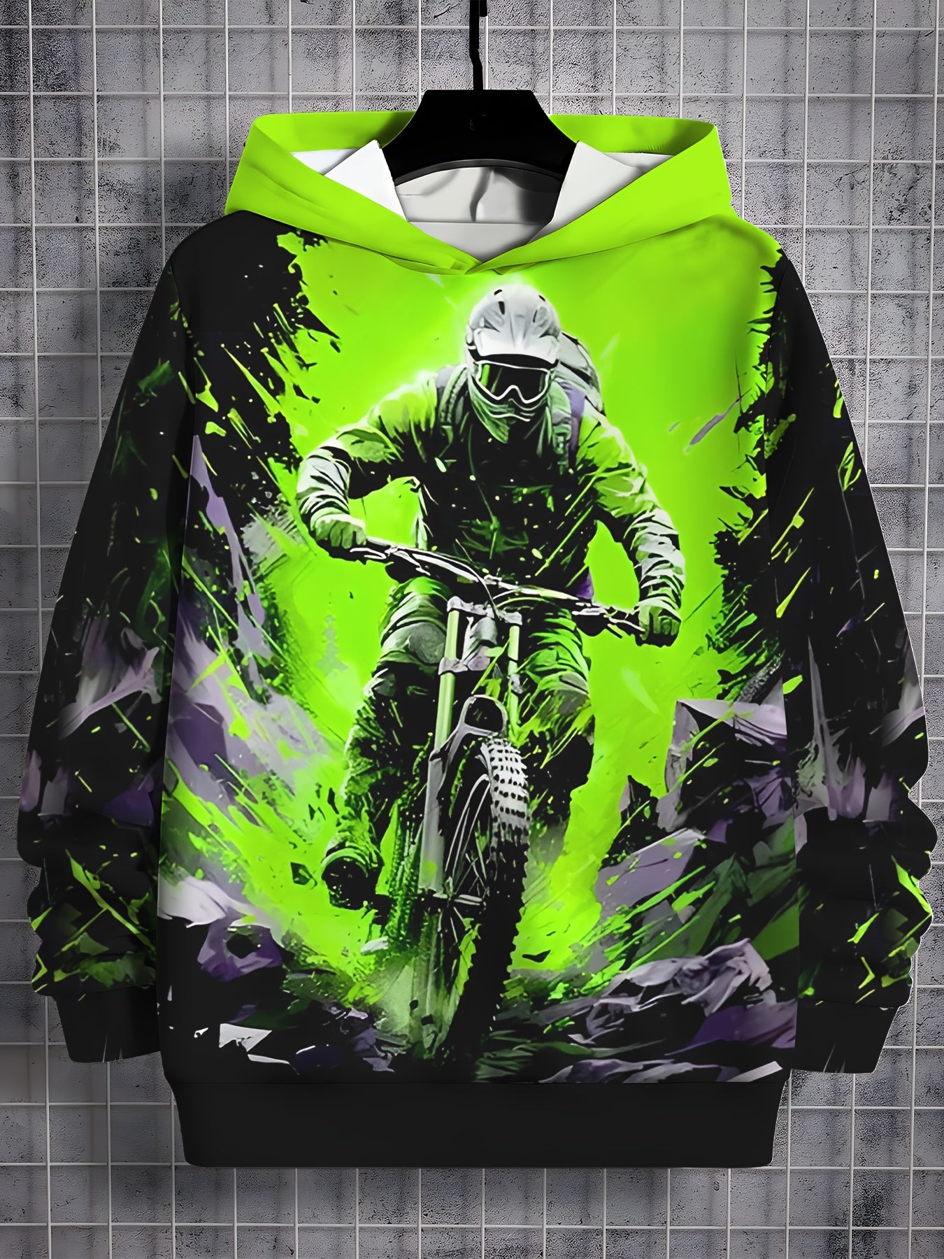 Coole Kapuzenpullover mit 3D-Motocross-Fahrer für Jungen