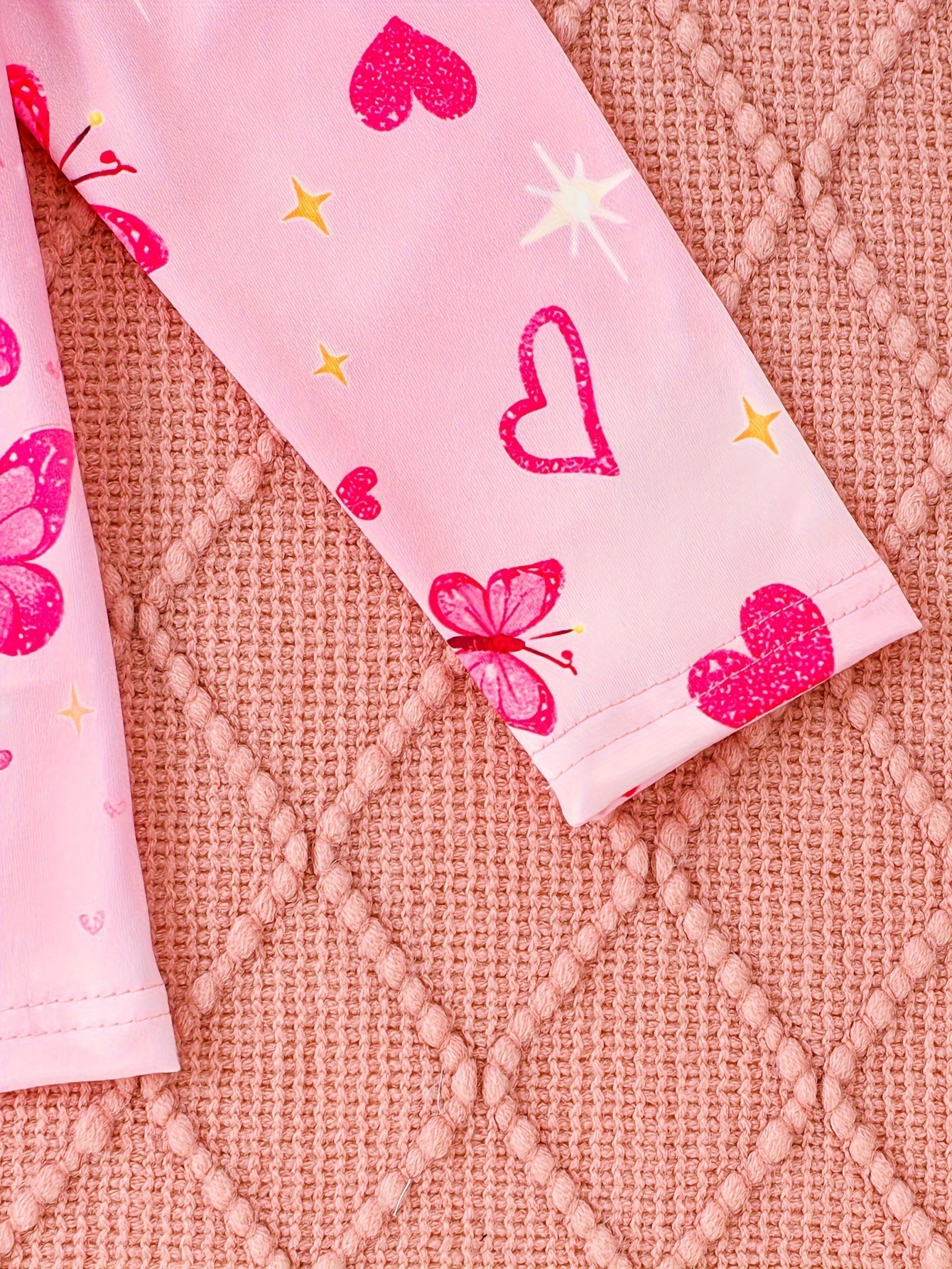 2-teiliges Outfit-Set für Mädchen – Langarmoberteil und Leggings (Jeansimitat)