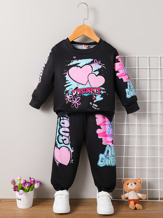 2-teiliges Baby-Mädchen-Outfit mit Sweatshirt und Jogginghose