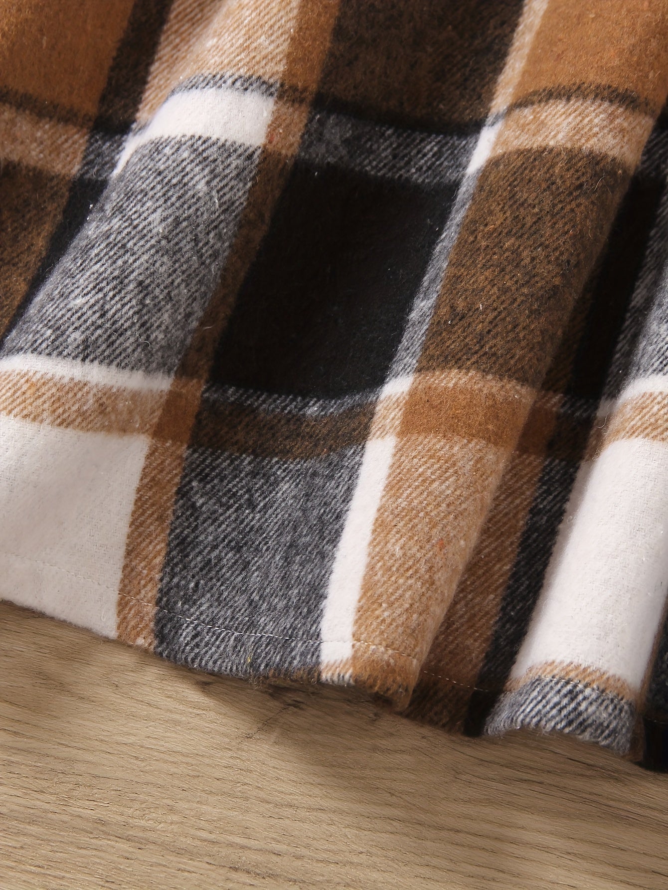 Langarmkleid aus Fleece mit Karomuster für Mädchen im mit Gürtel