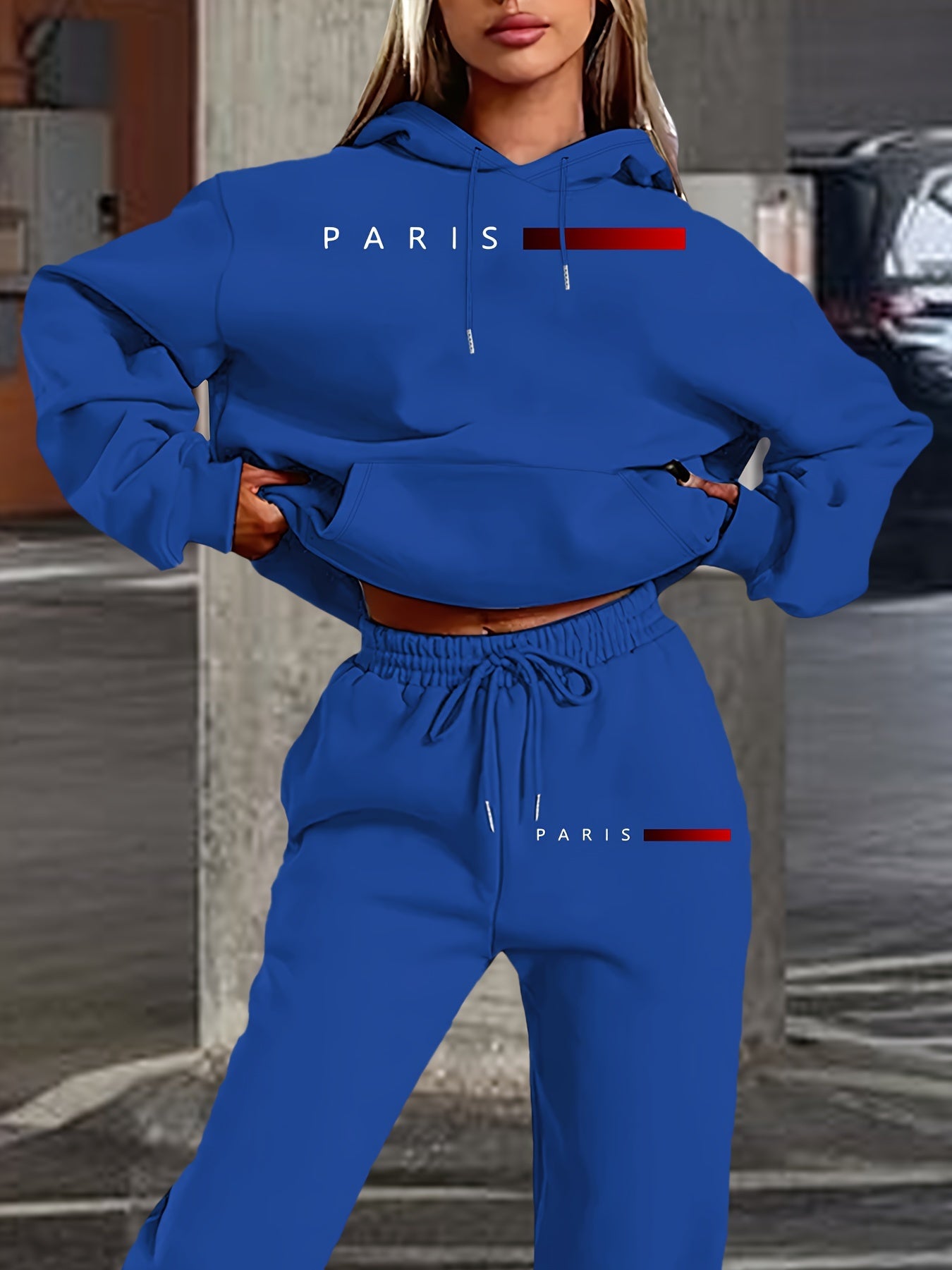 Paris lässiges Hoodie- und Jogginganzug-Set für Damen Herbst/Winterkollektion