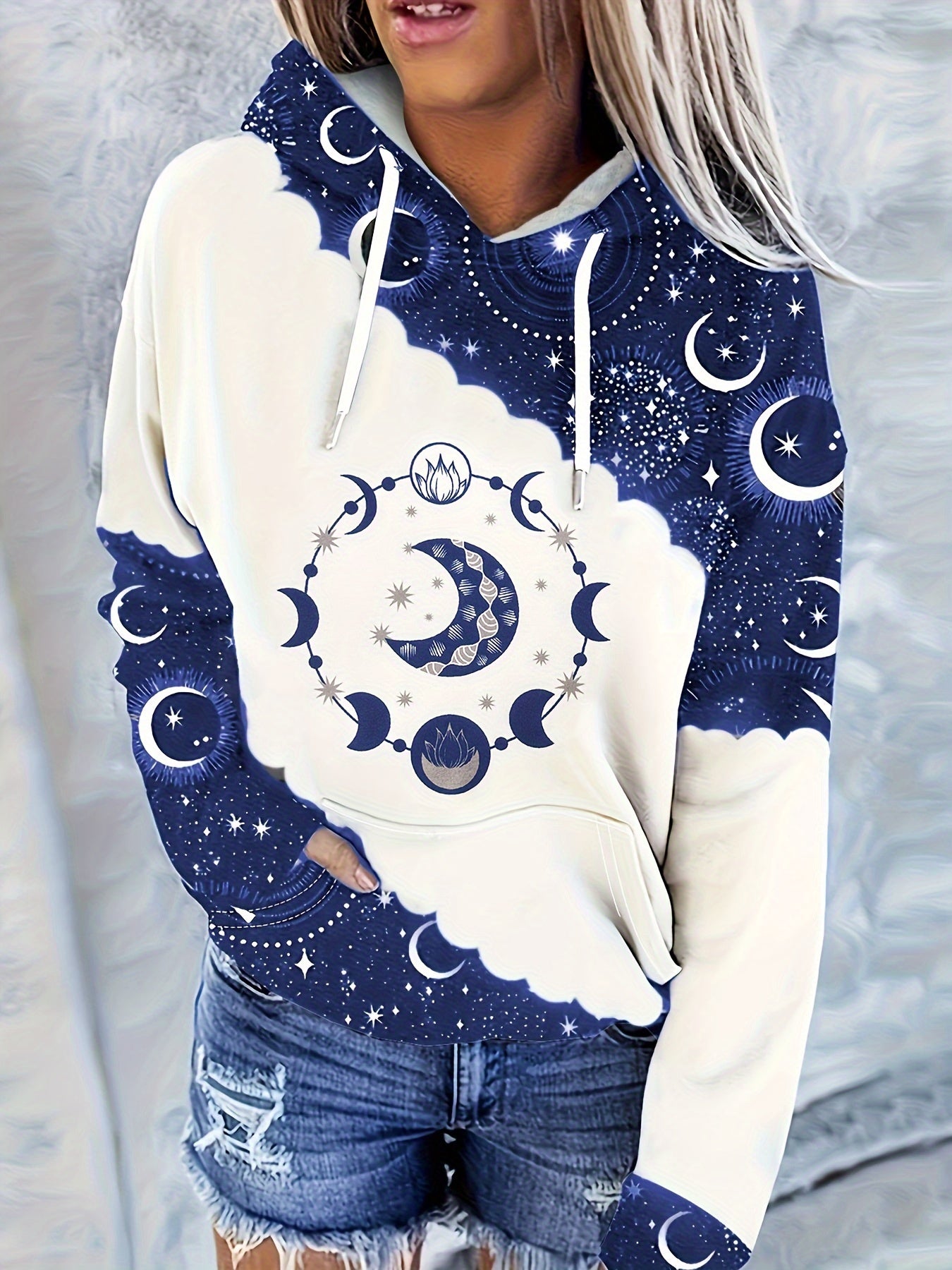 Kapuzenpullover Vintage-Stil für Damen