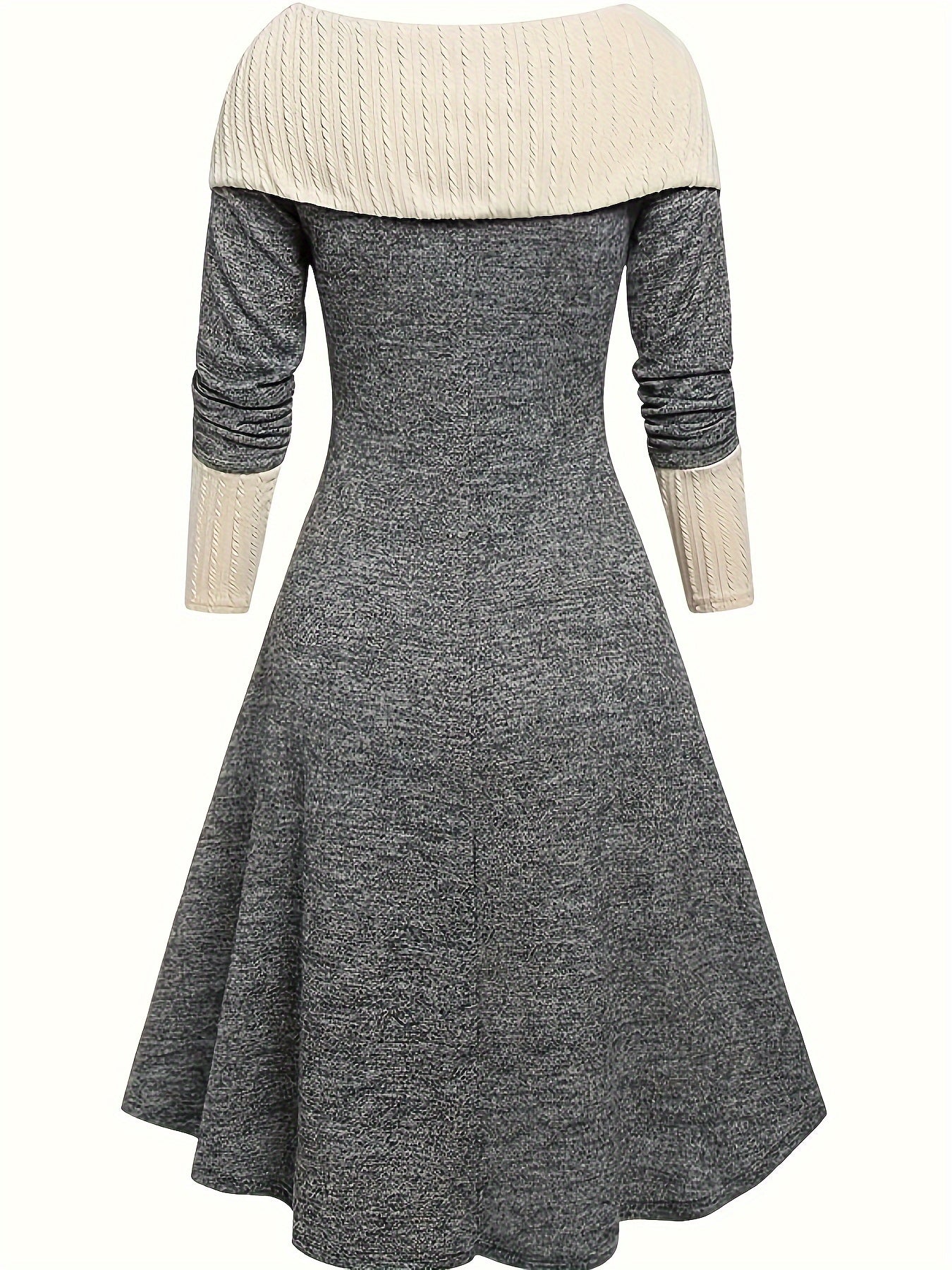 Elegantes Strickkleid mit gestreiftem Kragen und Schnürdetail Damenkleid