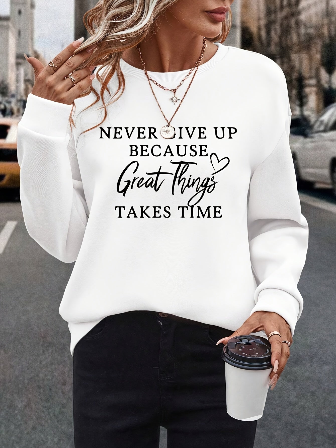 Pullover-Sweatshirt ,lässiges Langarm-Sweatshirt für Herbst und Winter