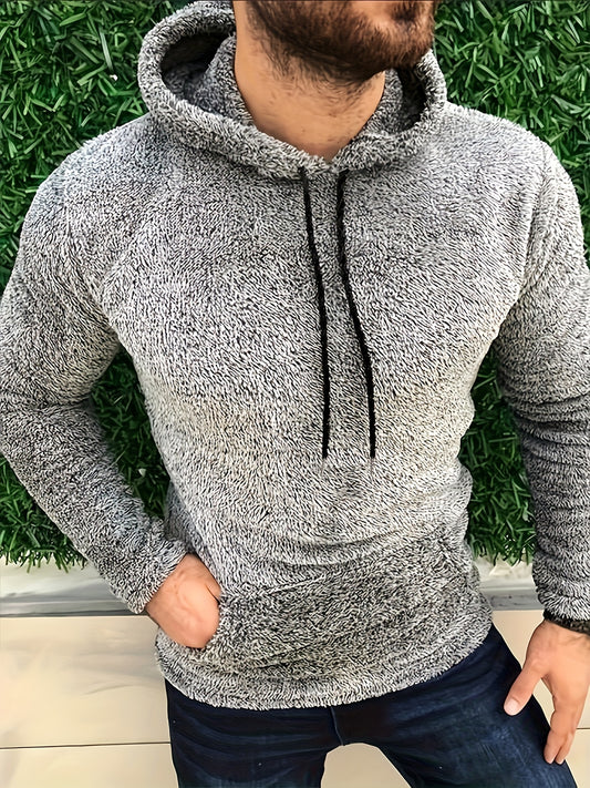 flauschige Hoodies für Herren, lässiger Snuddie-Pullover mit Kapuze und Kängurutasche