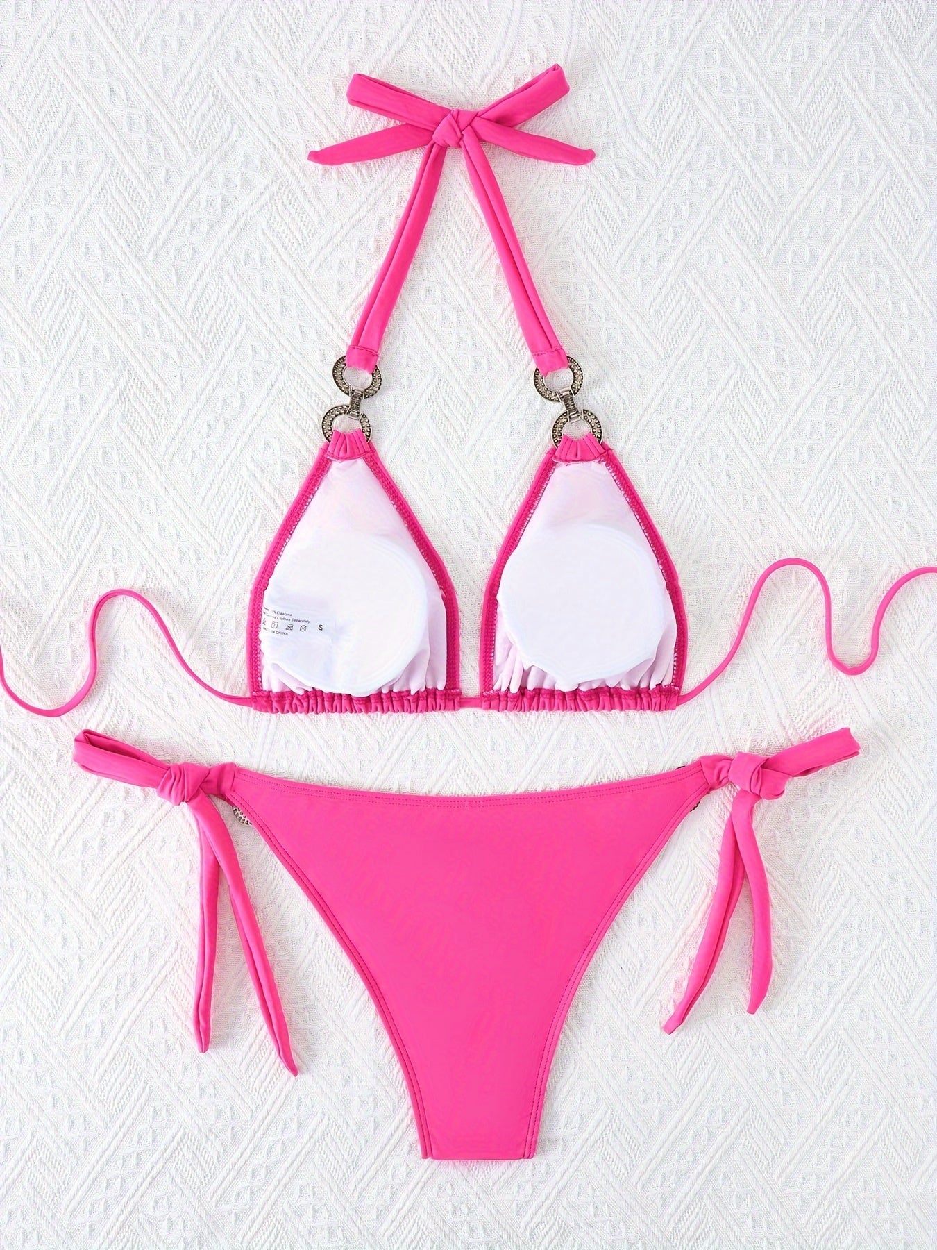 2-teiliges Bikini-Set mit Neckholder und Kettengliedern und Bindeband