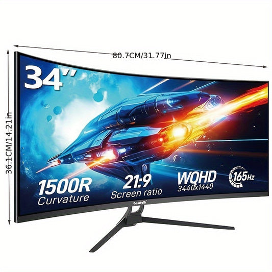 Gawfolk Curved Gaming Monitor 34 Zoll UWQHD 3440x1440P, 1500R Ultra Wide