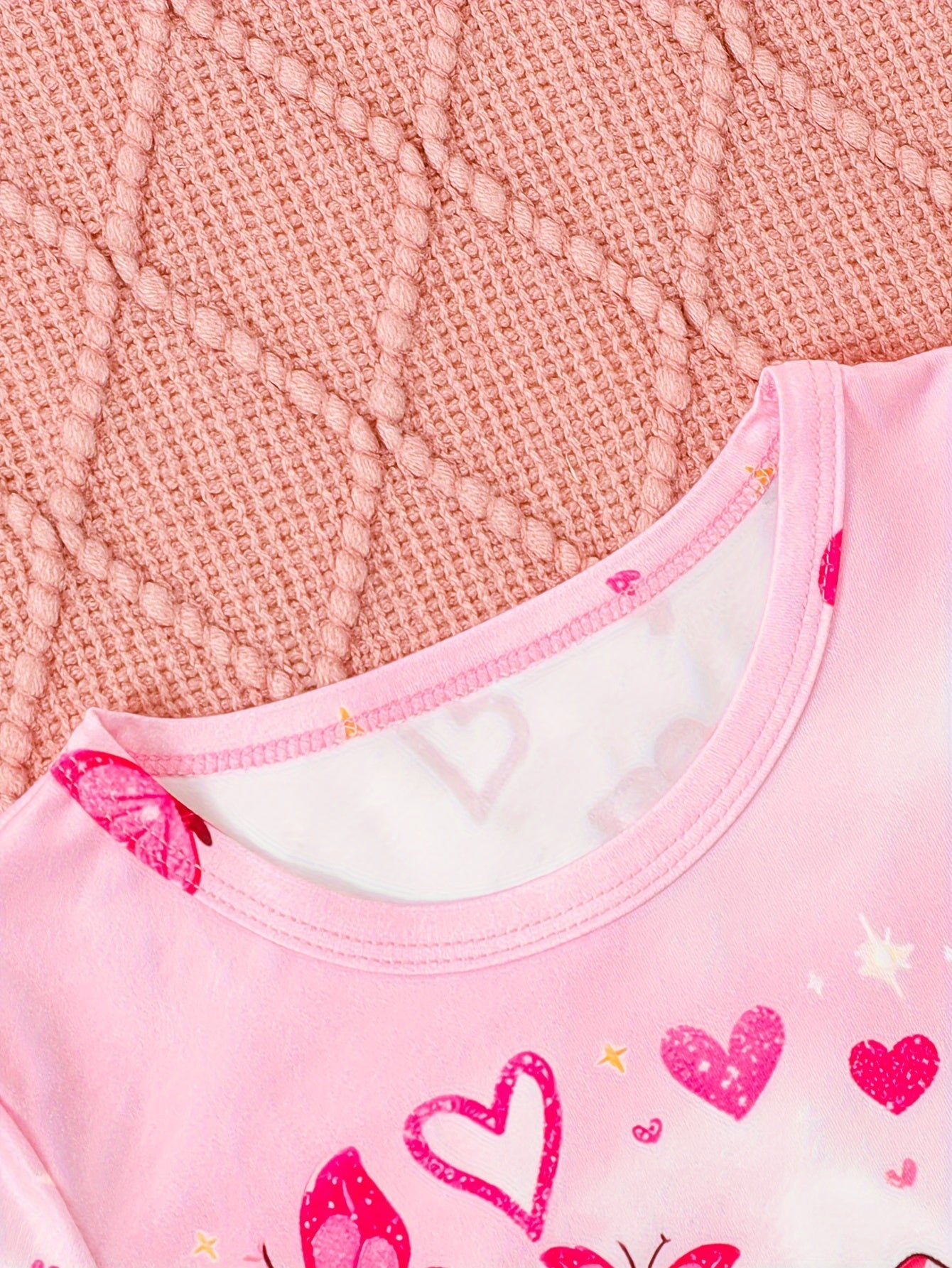 2-teiliges Outfit-Set für Mädchen – Langarmoberteil und Leggings (Jeansimitat)